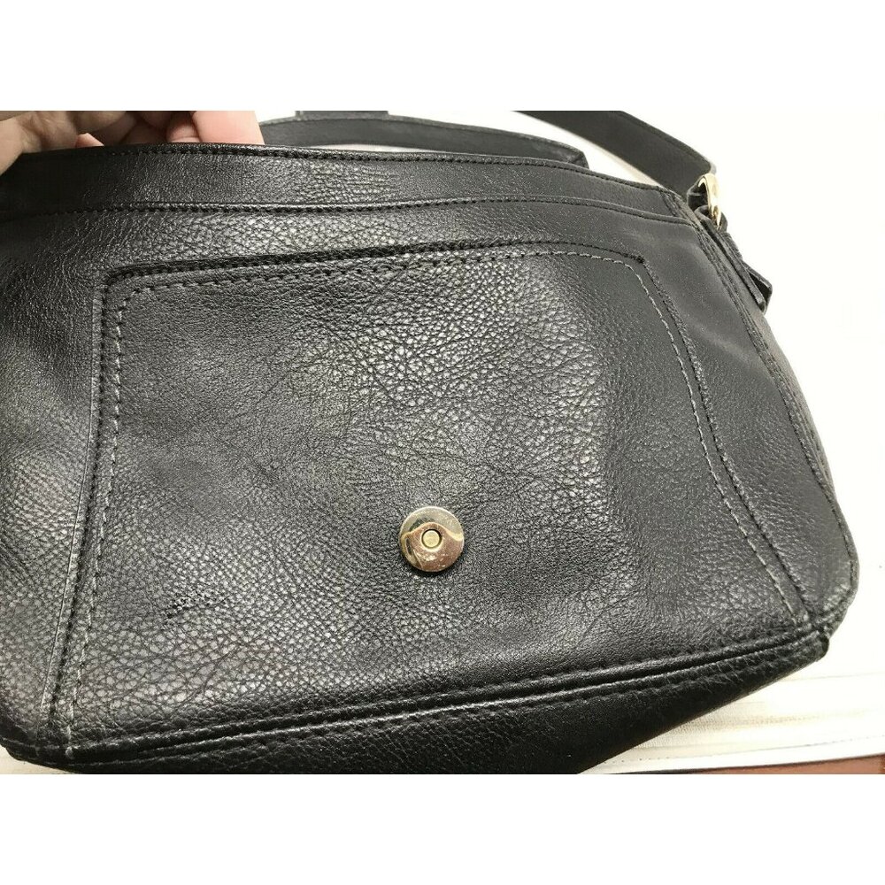 LIZ CLAIBORNE Black Faux Leather Crossbody Bag w Large Front Buckle - Picture 5 of 12